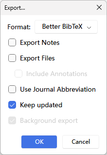 Export options